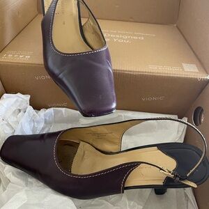 Purple sling back pumps